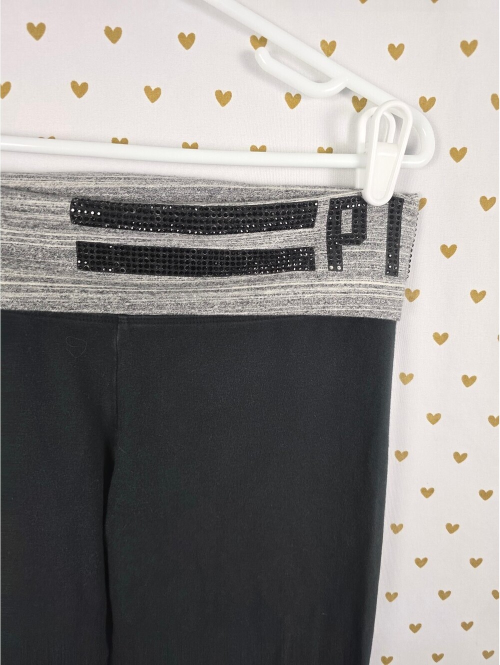 Victorias Secret PINK Vintage y2k Foldover Yoga Pants ankle Skinny Bling Small - Picture 2 of 6